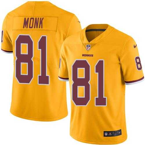 Nike Men & Women & Youth Redskins 81 Art Monk Gold Color Rush Limited Jersey